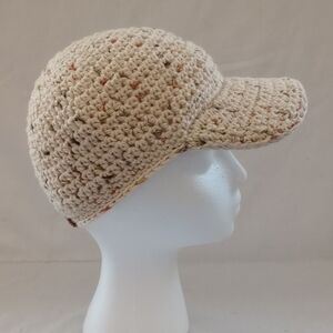Handmade Crochet Baseball Cap - Cream